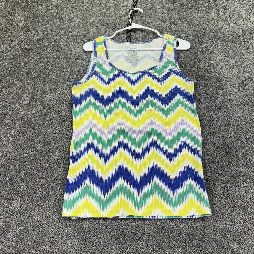 Faded Glory Tank Top Womens 2X Multicolor Chevron Knit Scoop Neck Summer Casual